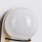 Double Globe Travertine Wall Sconce in Yellow Travertine and Glass