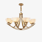 Dover Brass Chandelier with Alabaster Shades – 8-Light Modern Luxury Ceiling Light