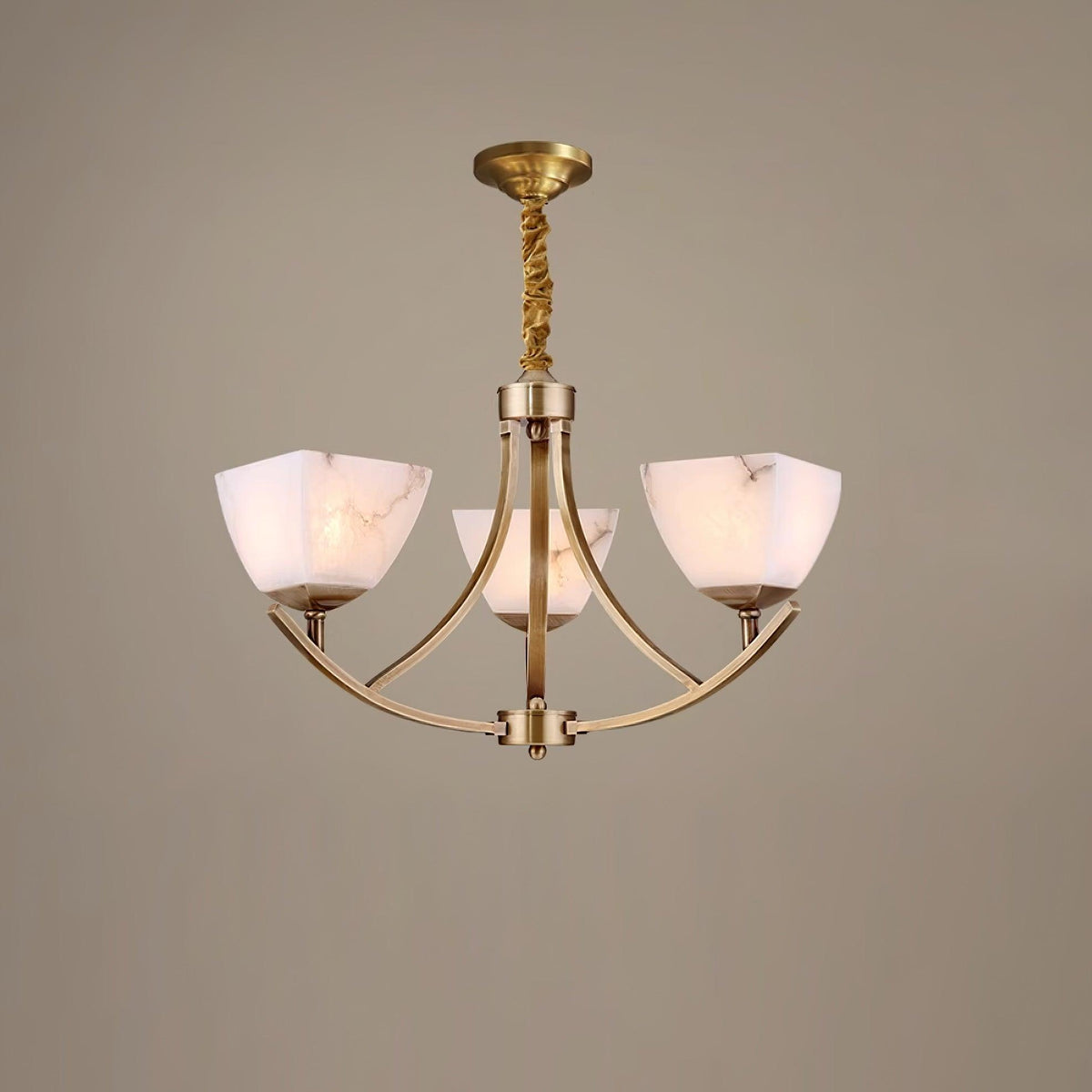 Dover Brass Chandelier with Alabaster Shades – 8-Light Modern Luxury Ceiling Light
