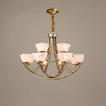 Dover Brass Chandelier with Alabaster Shades – 8-Light Modern Luxury Ceiling Light