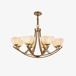 Dover Brass Chandelier with Alabaster Shades – 8-Light Modern Luxury Ceiling Light