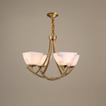 Dover Brass Chandelier with Alabaster Shades – 8-Light Modern Luxury Ceiling Light
