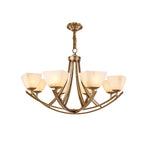 Dover Brass Chandelier with Alabaster Shades – 8-Light Modern Luxury Ceiling Light