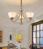 Dover Brass Chandelier with Alabaster Shades – 8-Light Modern Luxury Ceiling Light