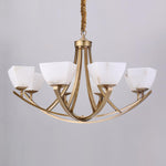 Dover Brass Chandelier with Alabaster Shades – 8-Light Modern Luxury Ceiling Light