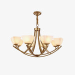 Dover Brass Chandelier with Alabaster Shades – 8-Light Modern Luxury Ceiling Light
