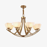 Dover Brass Chandelier with Alabaster Shades – 8-Light Modern Luxury Ceiling Light