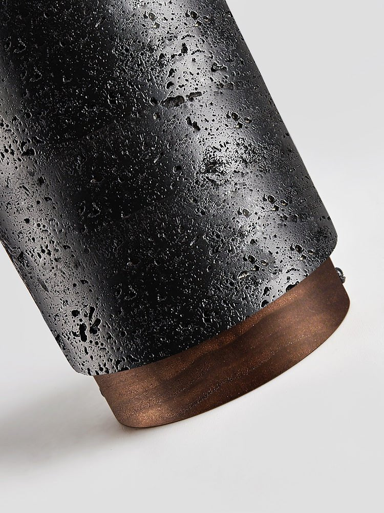Draven Black Travertine Ceiling Lamp with Walnut Base