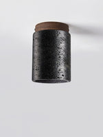 Draven Black Travertine Ceiling Lamp with Walnut Base