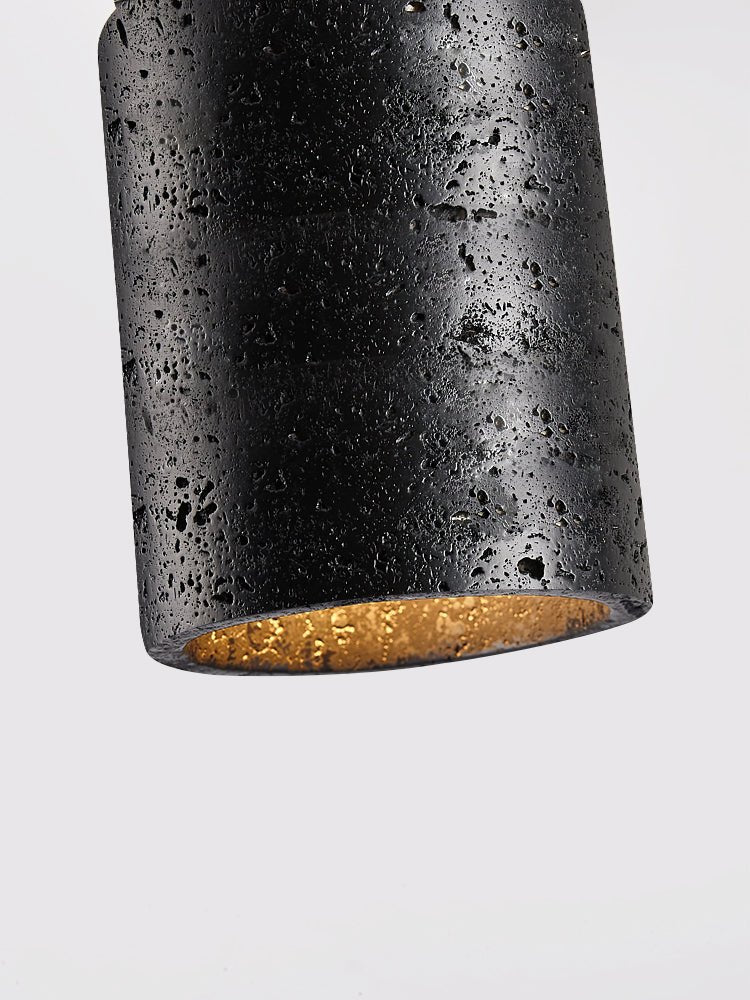 Draven Black Travertine Ceiling Lamp with Walnut Base