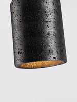 Draven Black Travertine Ceiling Lamp with Walnut Base