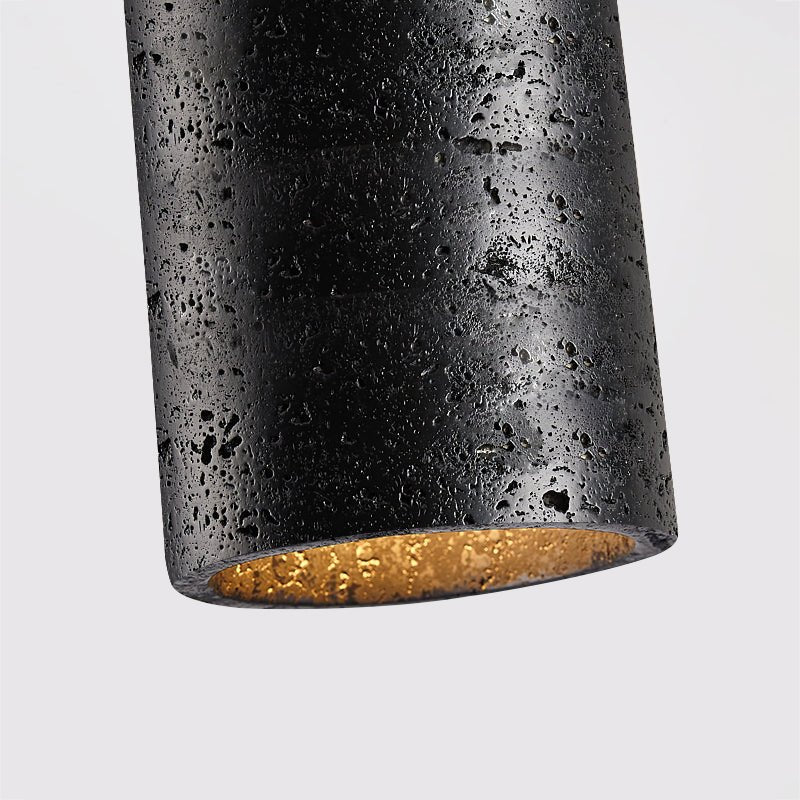 Draven Black Travertine Ceiling Lamp with Walnut Base