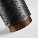 Draven Black Travertine Ceiling Lamp with Walnut Base
