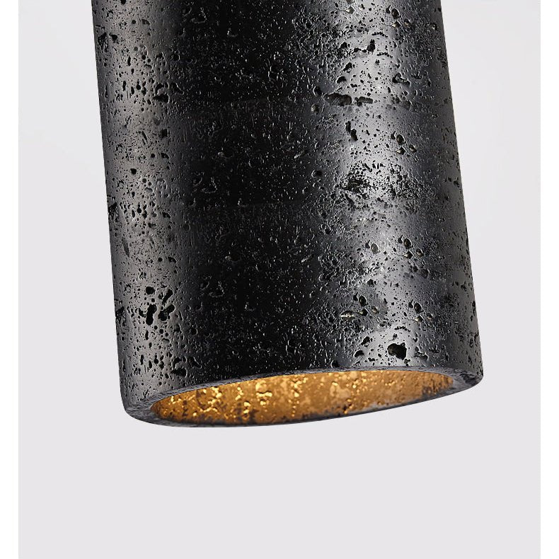 Draven Black Travertine Ceiling Lamp with Walnut Base
