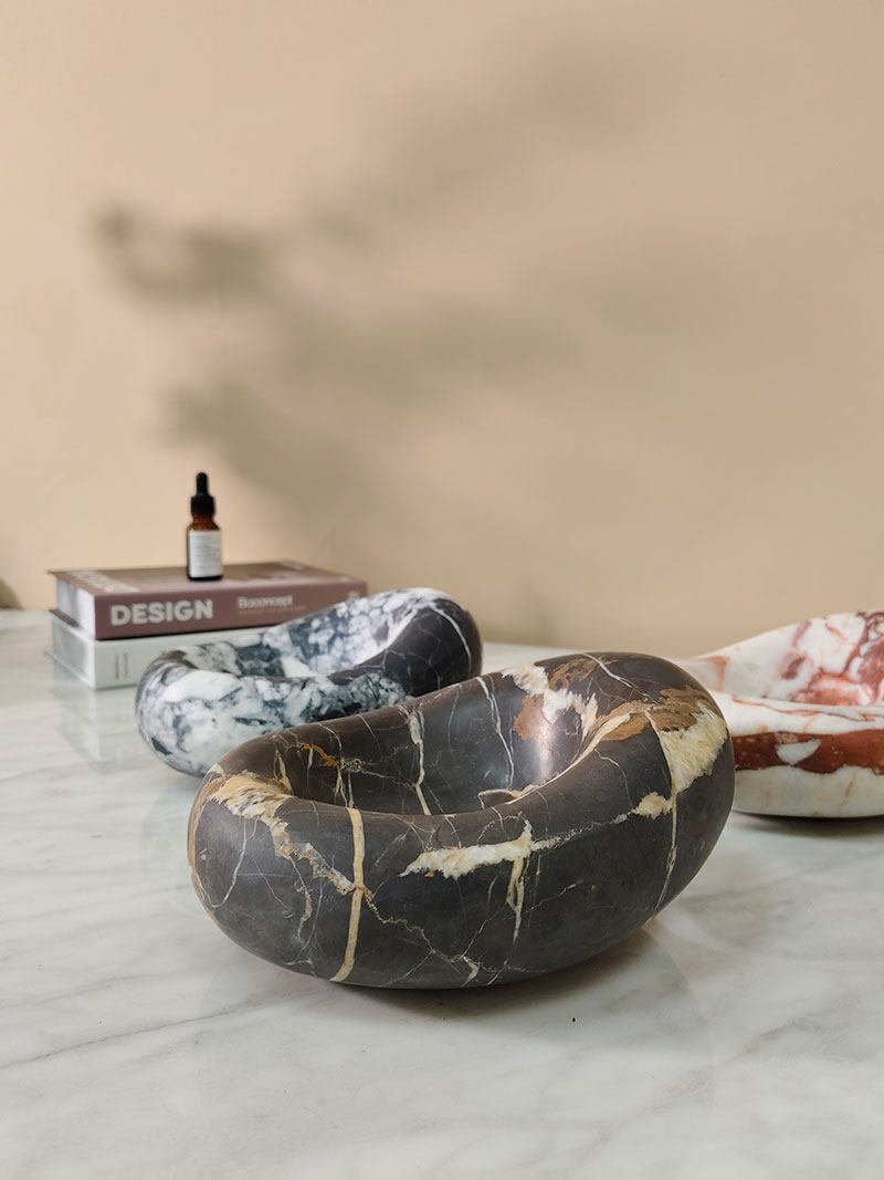 Drift Bowl Marble Tray – Sculptural Stone Catchall for Modern Interiors