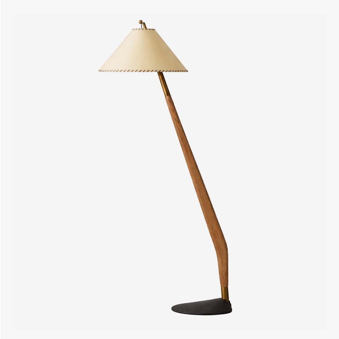 Driftwood Tilt Floor Lamp – Natural Wood & Fabric Shade, Modern Floor Light