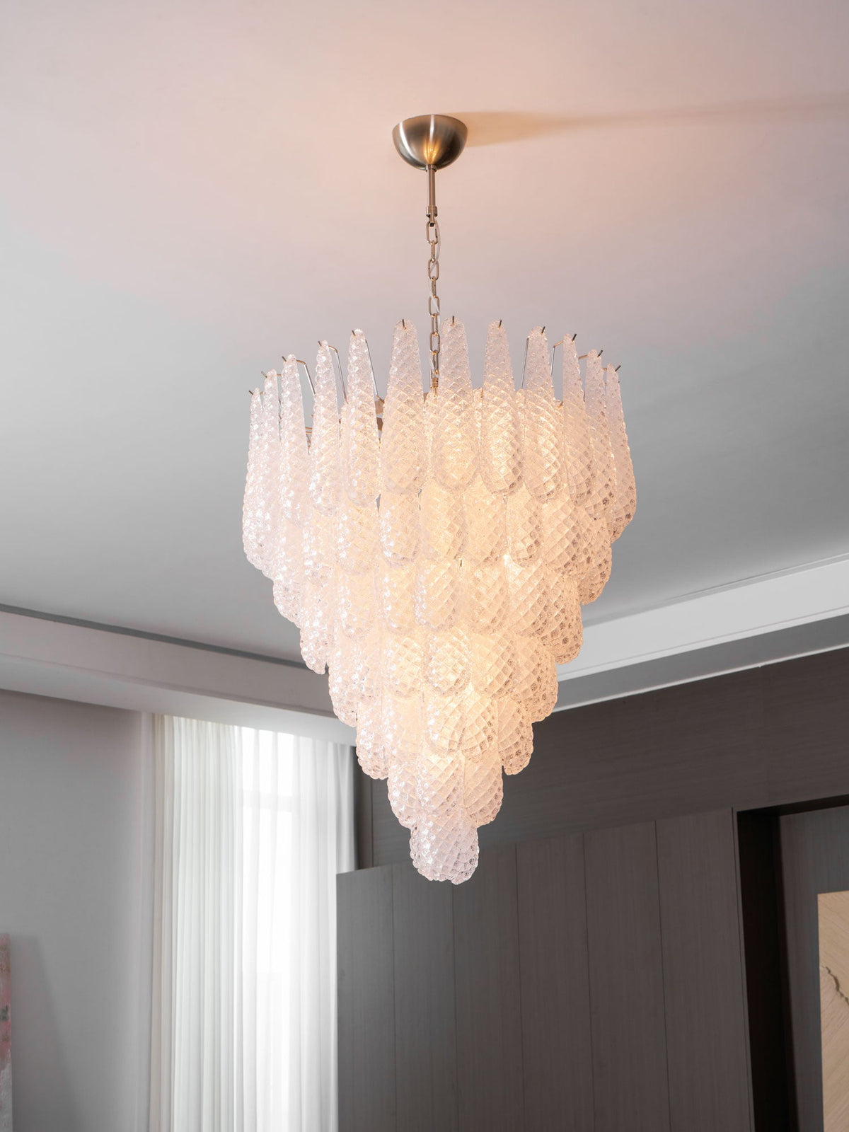 Aurelia Glass Droplet Chandelier – Modern Waterfall Pendant Light for Dining Room and Foyer
