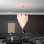 Aurelia Glass Droplet Chandelier – Modern Waterfall Pendant Light for Dining Room and Foyer