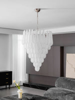 Aurelia Glass Droplet Chandelier – Modern Waterfall Pendant Light for Dining Room and Foyer