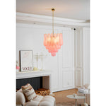 Pink Murano Glass Droplet Chandelier for Dining Room and Living Room