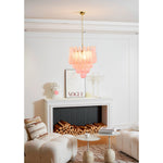 Pink Murano Glass Droplet Chandelier for Dining Room and Living Room