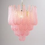 Pink Murano Glass Droplet Chandelier for Dining Room and Living Room