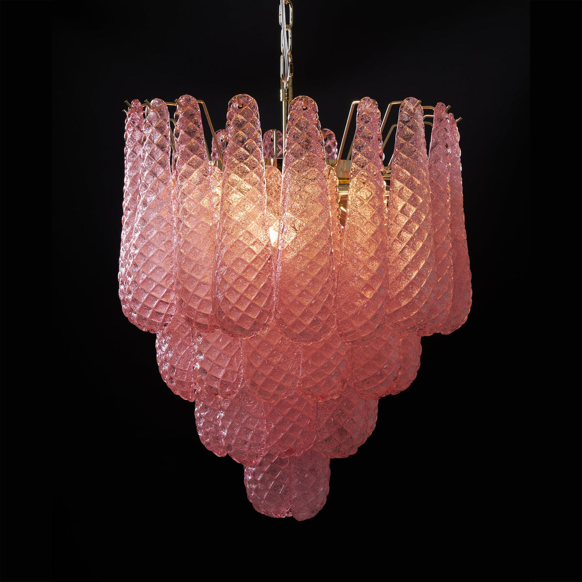 Pink Murano Glass Droplet Chandelier for Dining Room and Living Room