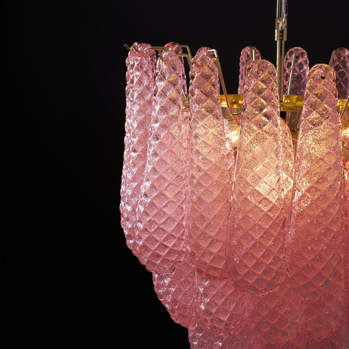 Pink Murano Glass Droplet Chandelier for Dining Room and Living Room
