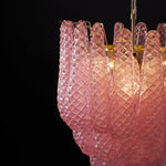Pink Murano Glass Droplet Chandelier for Dining Room and Living Room
