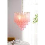 Pink Murano Glass Droplet Chandelier for Dining Room and Living Room