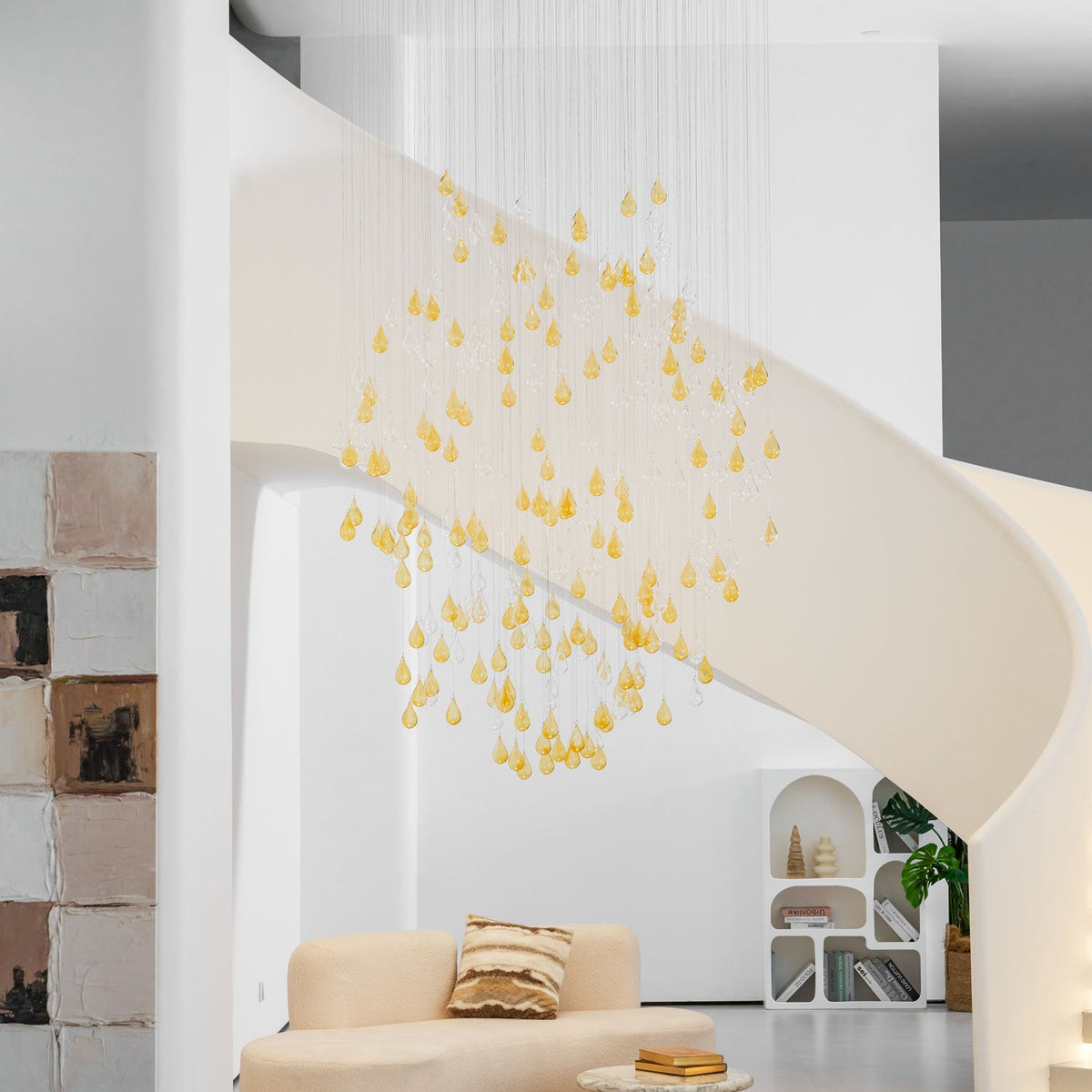 Droplets Sculpture Chandelier – Modern Glass Pendant Light for Dining Room and Living Room