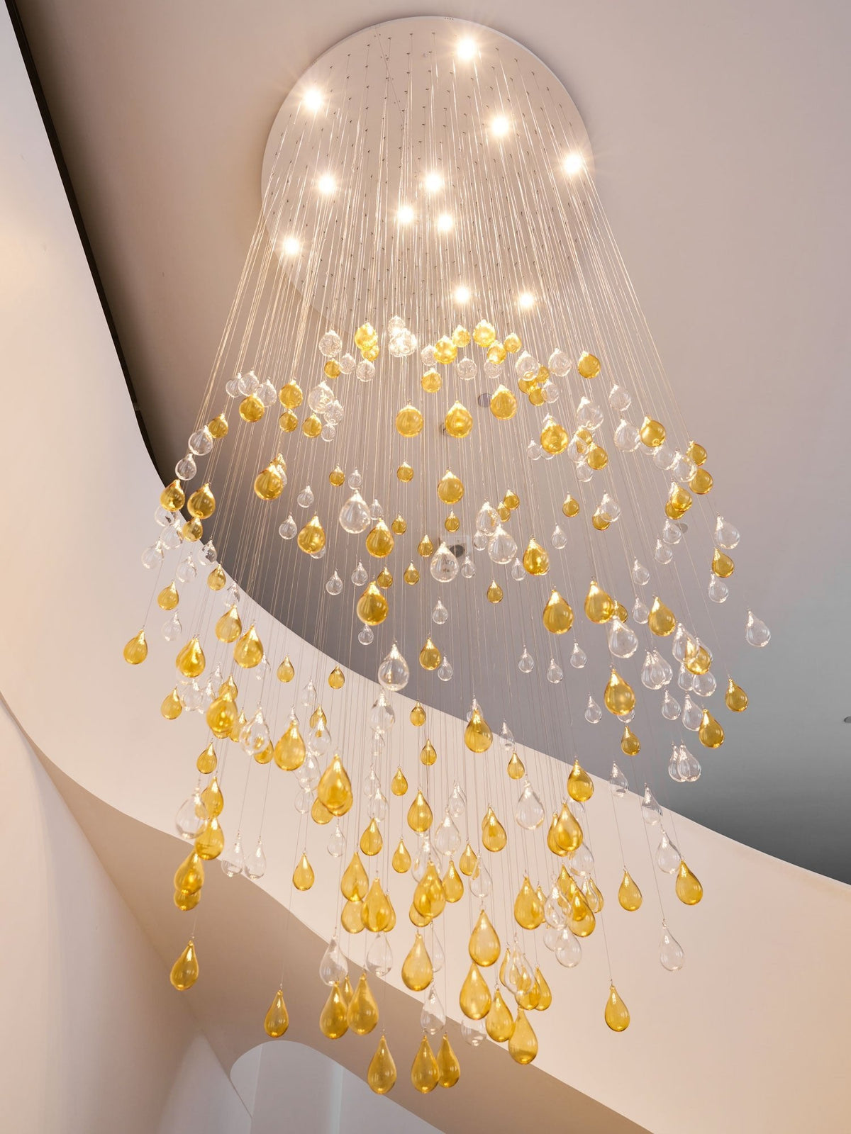 Droplets Sculpture Chandelier – Modern Glass Pendant Light for Dining Room and Living Room