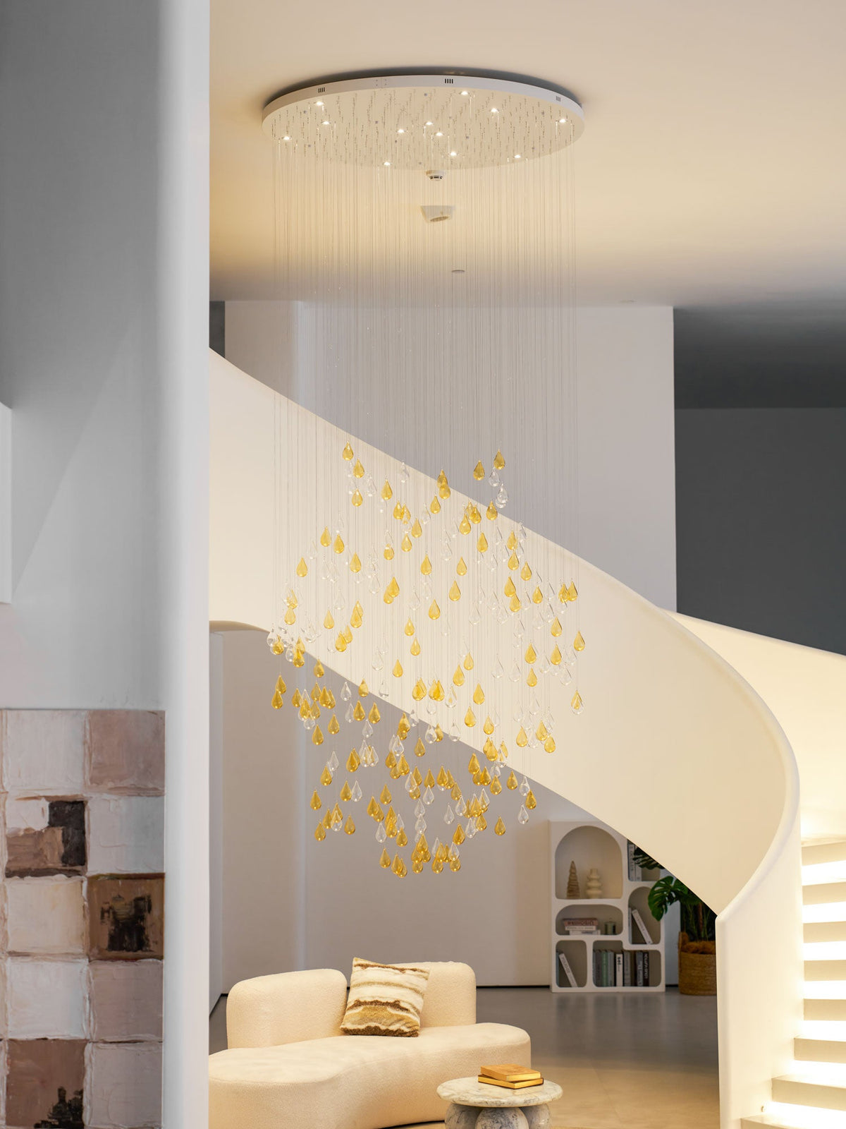 Droplets Sculpture Chandelier – Modern Glass Pendant Light for Dining Room and Living Room