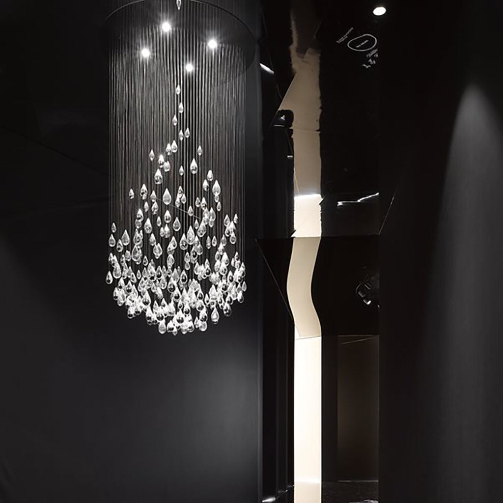 Droplets Sculpture Chandelier – Modern Glass Pendant Light for Dining Room and Living Room