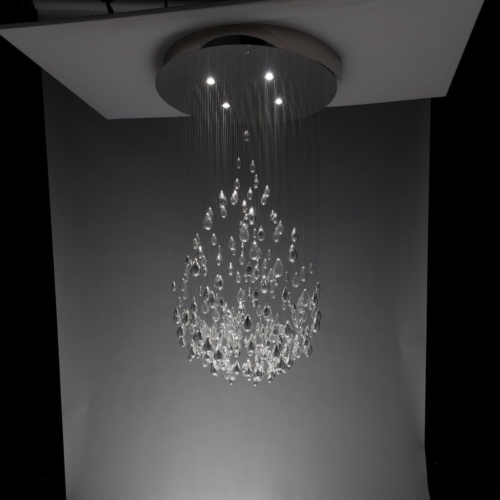 Droplets Sculpture Chandelier – Modern Glass Pendant Light for Dining Room and Living Room
