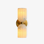 Dual Alabaster Ribbed Wall Sconce in Brass | Luxury Bedroom & Hallway Lighting