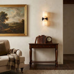 Dual Alabaster Ribbed Wall Sconce in Brass | Luxury Bedroom & Hallway Lighting