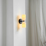 Dual Alabaster Ribbed Wall Sconce in Brass | Luxury Bedroom & Hallway Lighting