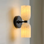 Dual Alabaster Ribbed Wall Sconce in Brass | Luxury Bedroom & Hallway Lighting