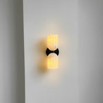 Dual Alabaster Ribbed Wall Sconce in Brass | Luxury Bedroom & Hallway Lighting