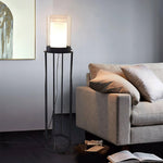 Dual Cylinder Glass LED Floor Lamp – Modern Matte Black Sculptural Lighting