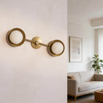 Dual Halo Alabaster Wall Sconce in Brass | Modern Wall Lighting