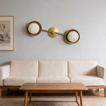 Dual Halo Alabaster Wall Sconce in Brass | Modern Wall Lighting