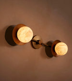 Dual Halo Alabaster Wall Sconce in Brass | Modern Wall Lighting