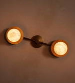 Dual Halo Alabaster Wall Sconce in Brass | Modern Wall Lighting