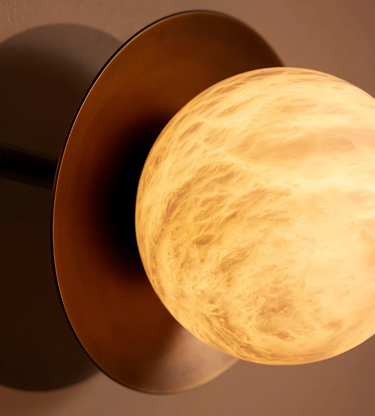 Dual Halo Alabaster Wall Sconce in Brass | Modern Wall Lighting