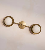 Dual Halo Alabaster Wall Sconce in Brass | Modern Wall Lighting