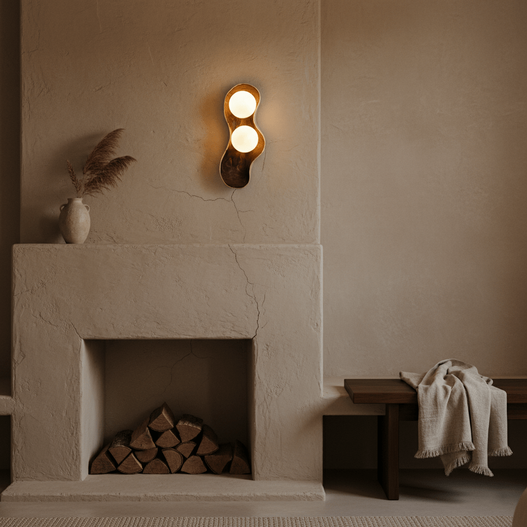 Dualis Rootlight Wall Sconce – Sculptural Walnut Wood & Opal Glass