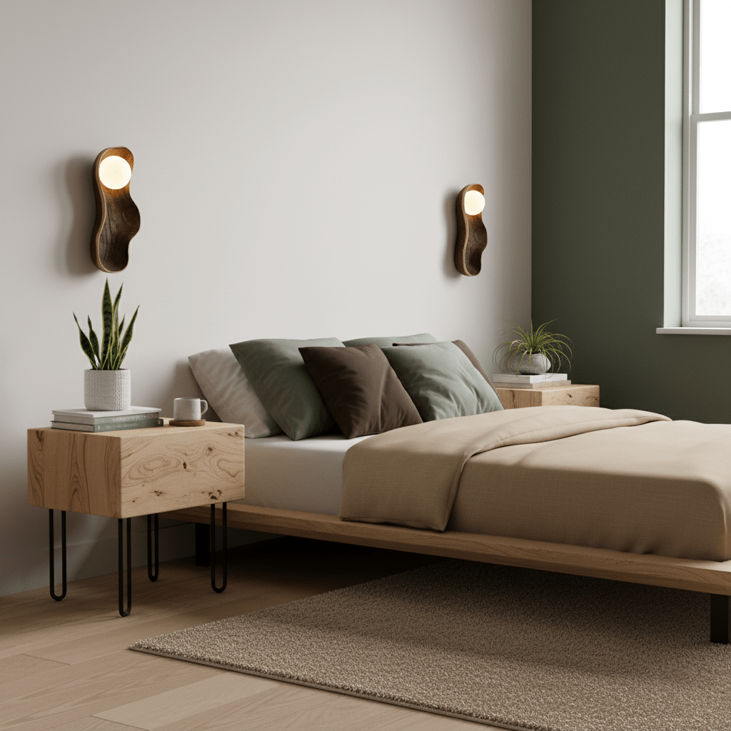 Dualis Rootlight Wall Sconce – Sculptural Walnut Wood & Opal Glass