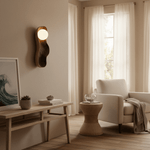 Dualis Rootlight Wall Sconce – Sculptural Walnut Wood & Opal Glass